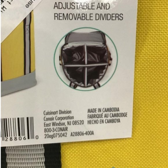 Cuisinart - 4-Bottle Thermal Insulated Wine Cooler Bag - Yellow Model:A28806 - Picture 7 of 7